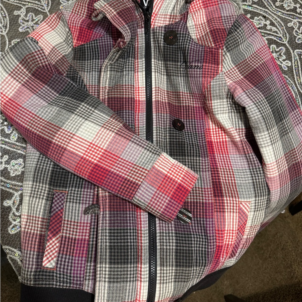 Vans Red Black Plaid Quilted Jacket